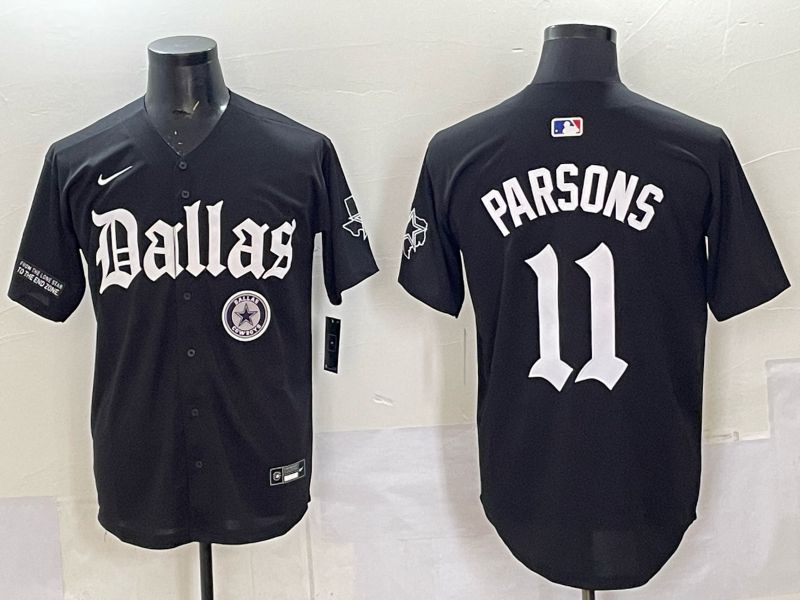 Men 2025 Nike Dallas Cowboys #11 Parsons Black 5th generation Joint Name Limited NFL Jersey 014